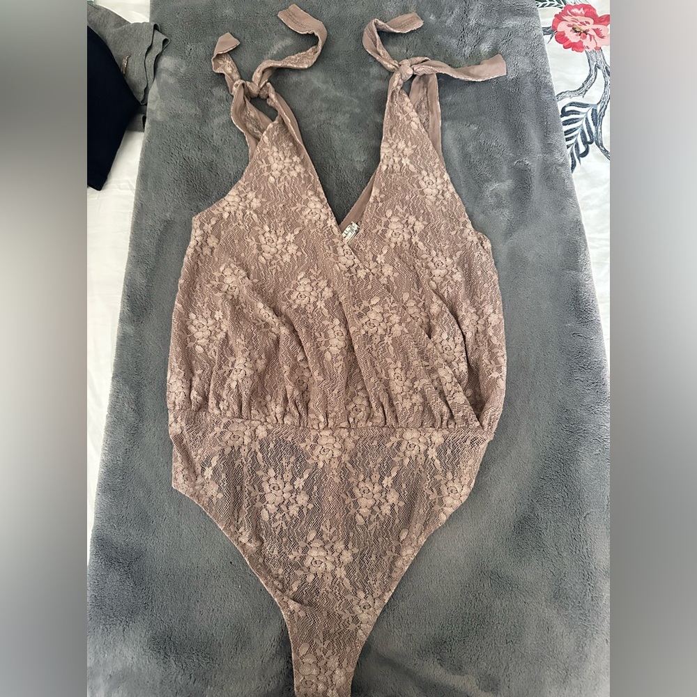 Free People bodysuit in taupe